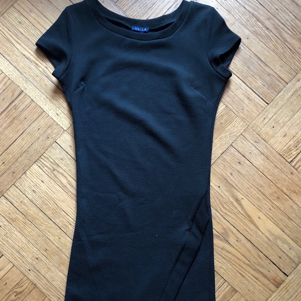 Black shirt sleeve cocktail dress